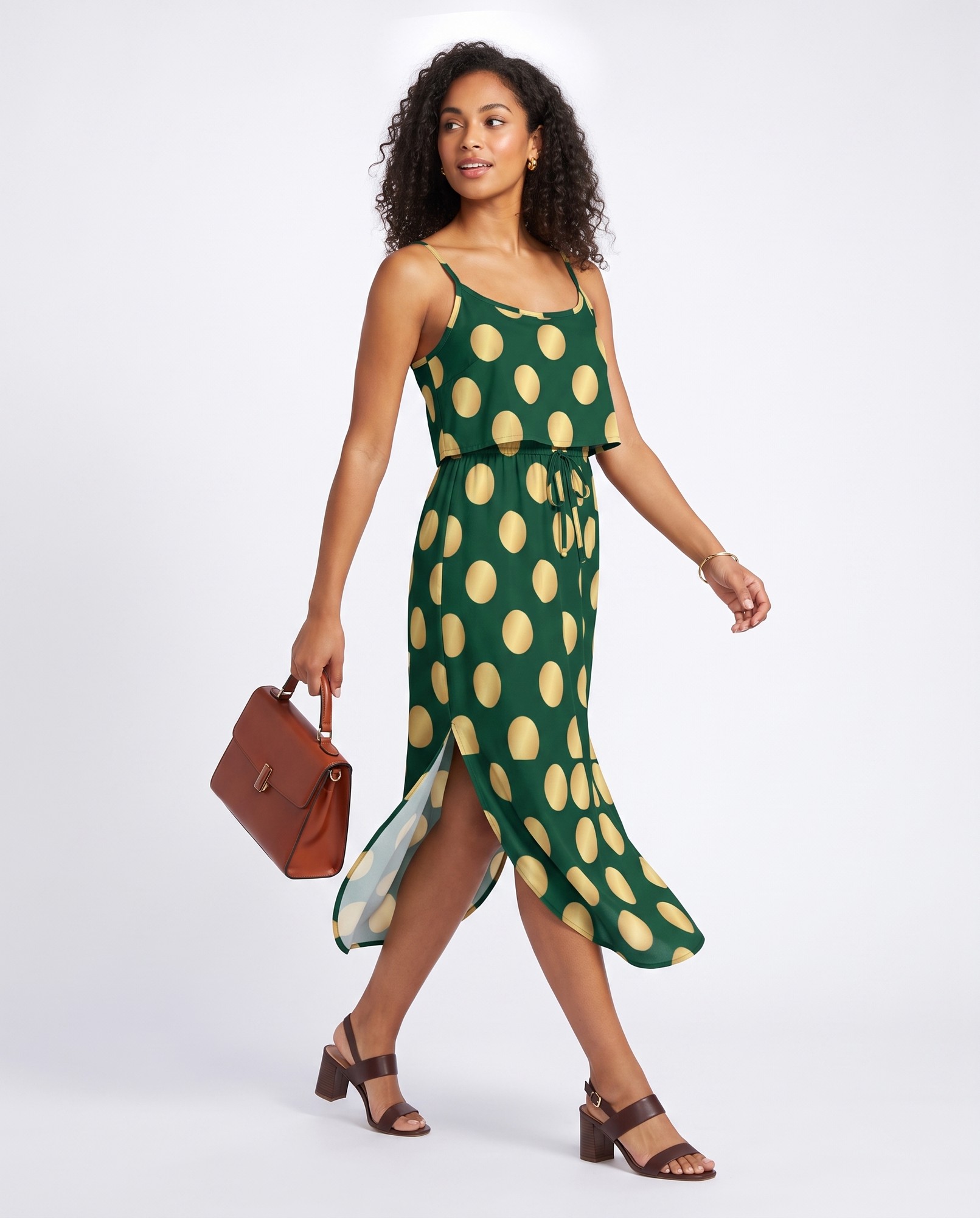 Gilded Gold Dot Art Deco Spaghetti Strap Gown — view 2