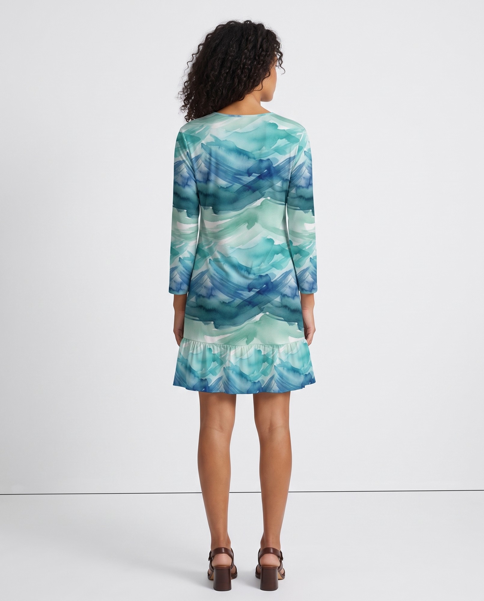 Deep Teal Aqua Ruffle Hem — view 4