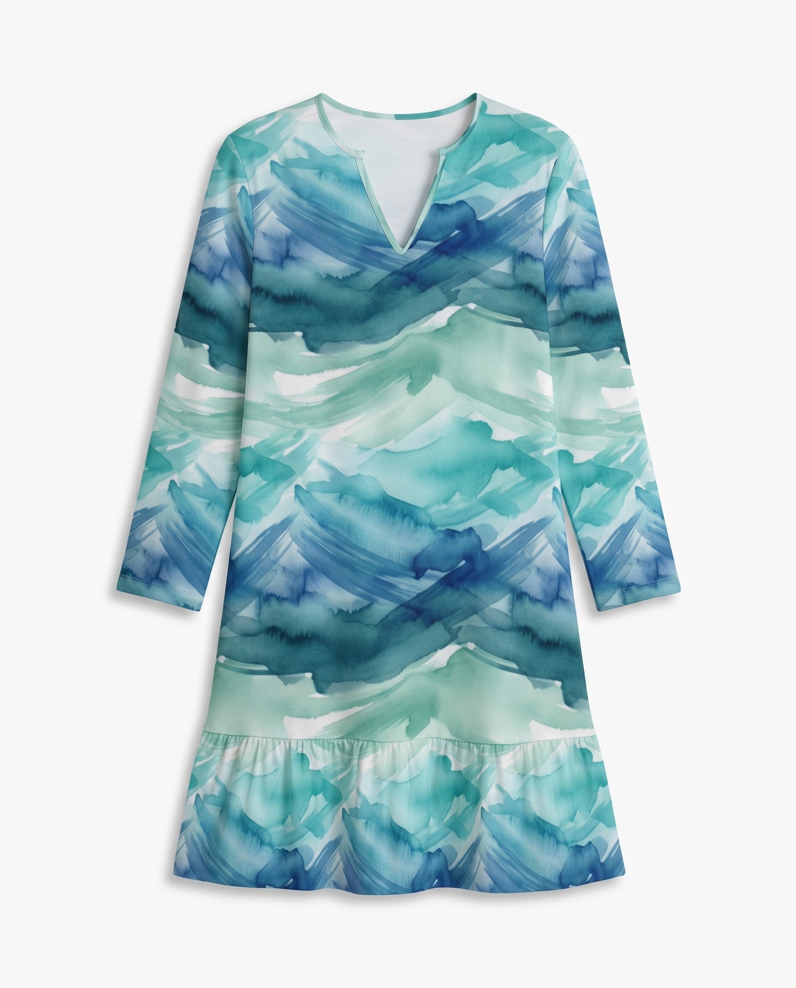 Deep Teal Aqua Ruffle Hem — view 5