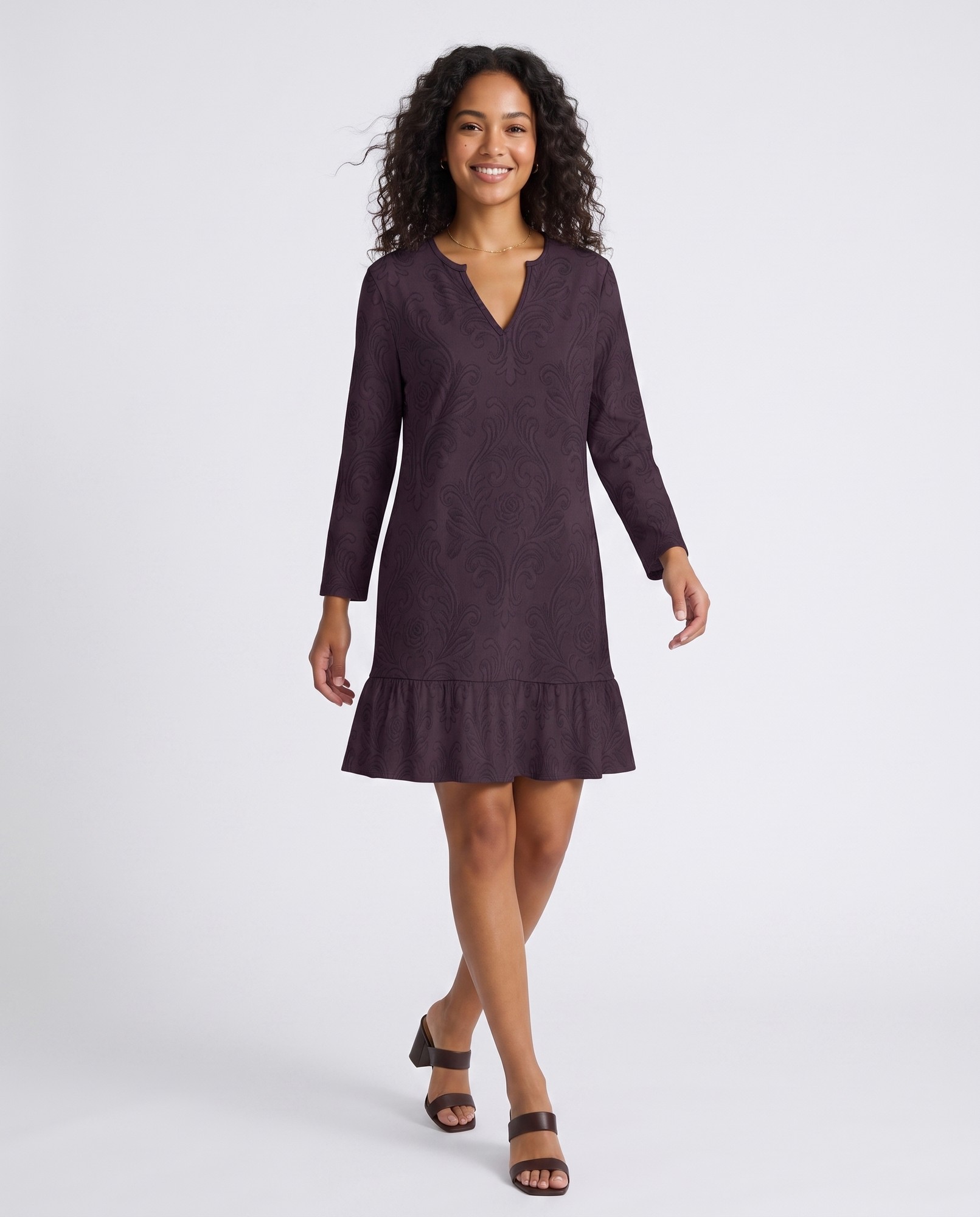 Deep Plum Aubergine Ruffle Hem