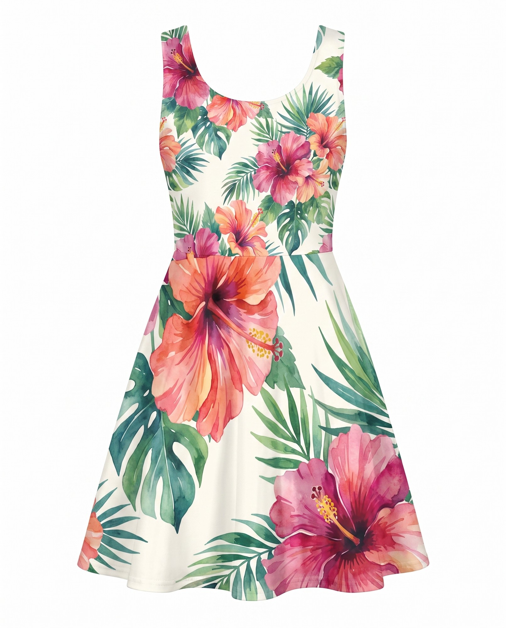 Watercolour Hibiscus Fit-and-Flare — view 5