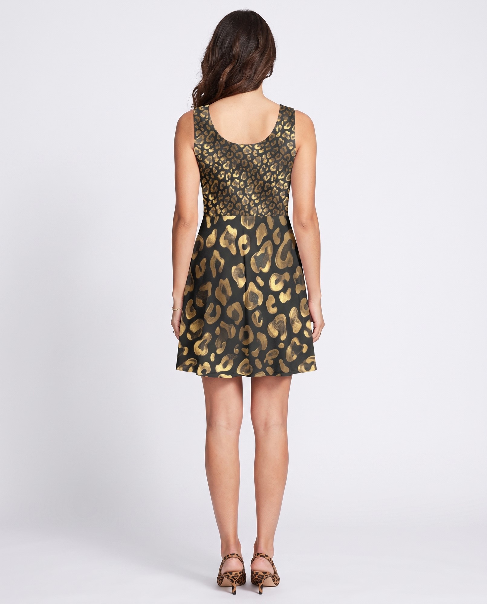 Antique Gold Charcoal Animal Motif Fit-and-Flare — view 4