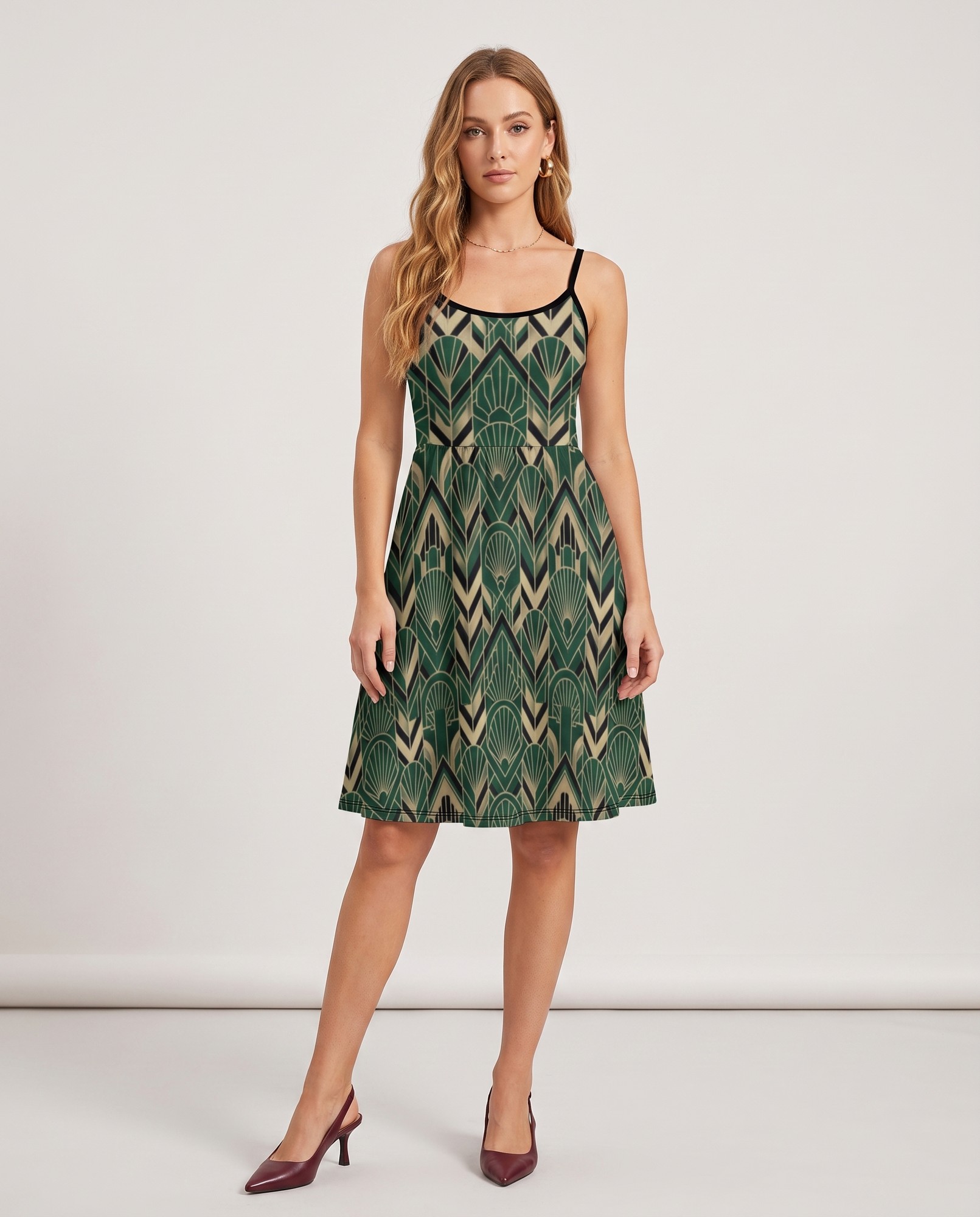 Emerald Gold Geometric Chevrons