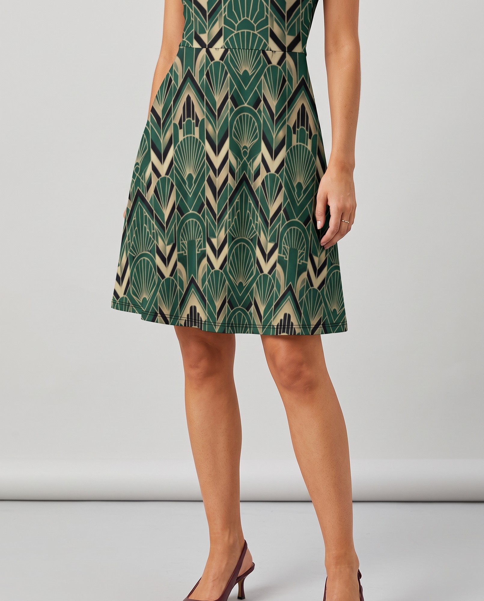 Emerald Gold Geometric Chevrons — view 3