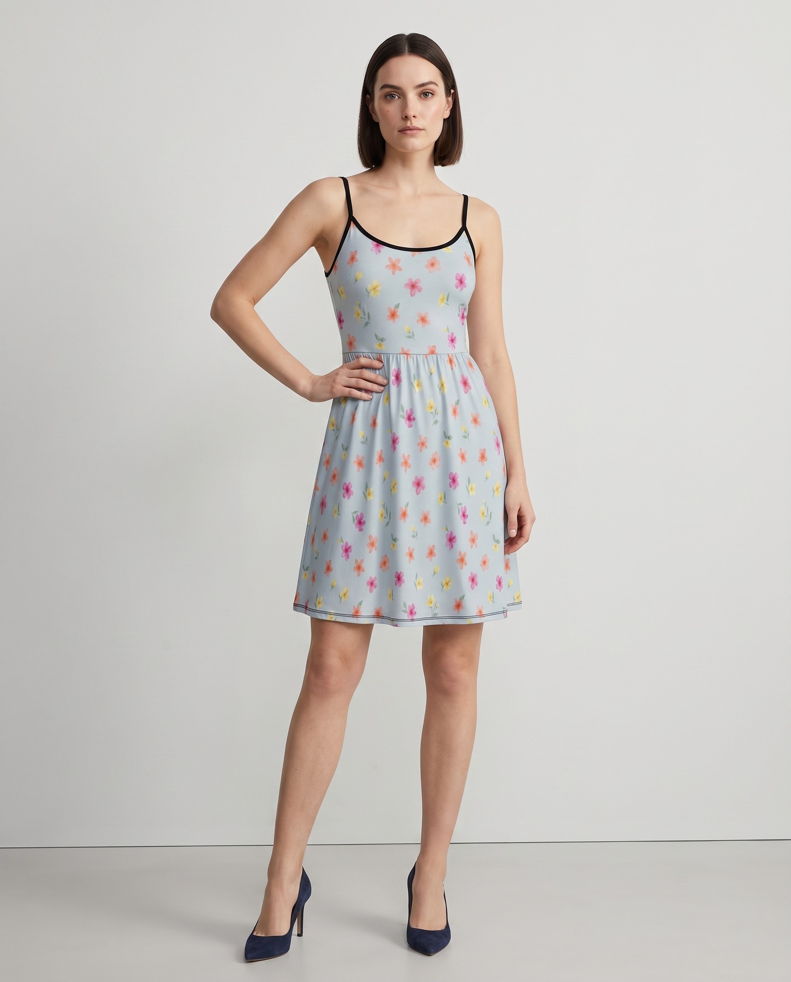 Watercolor Hibiscus Plumeria Spaghetti Strap