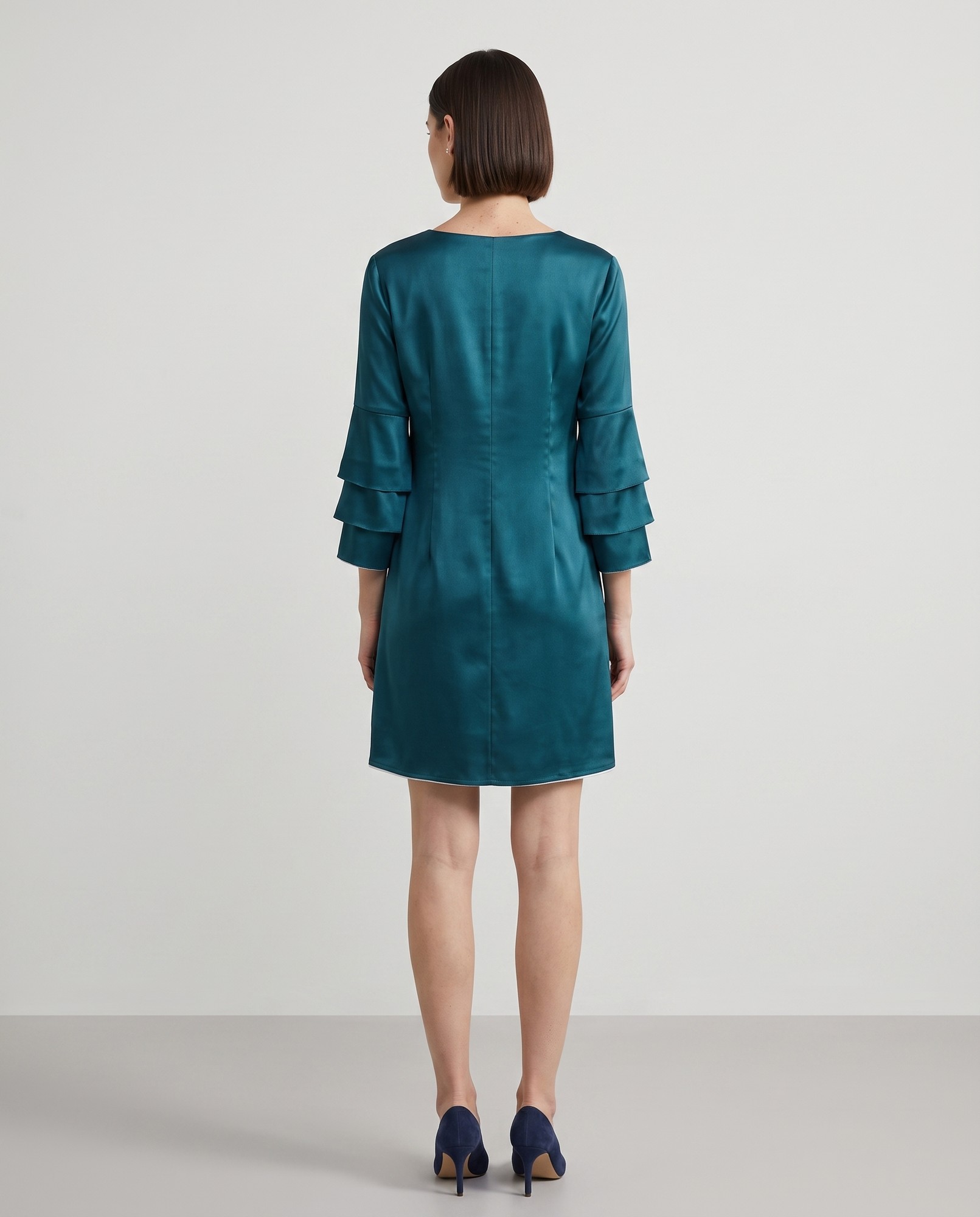 Deep Turquoise Satin Sheen Resort Wear — view 4