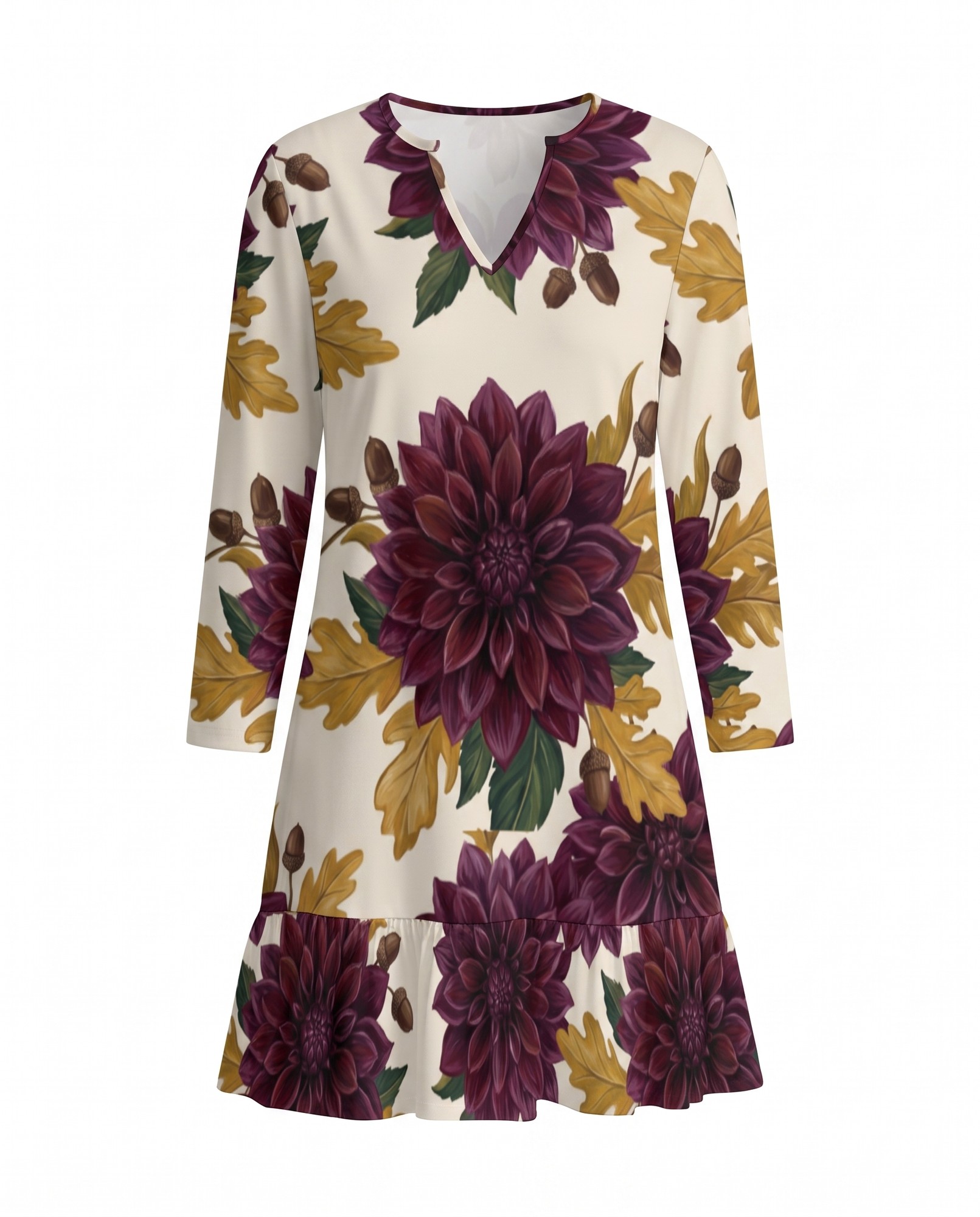 Dahlia Oak Leaf Long Sleeve V-Neck — view 5